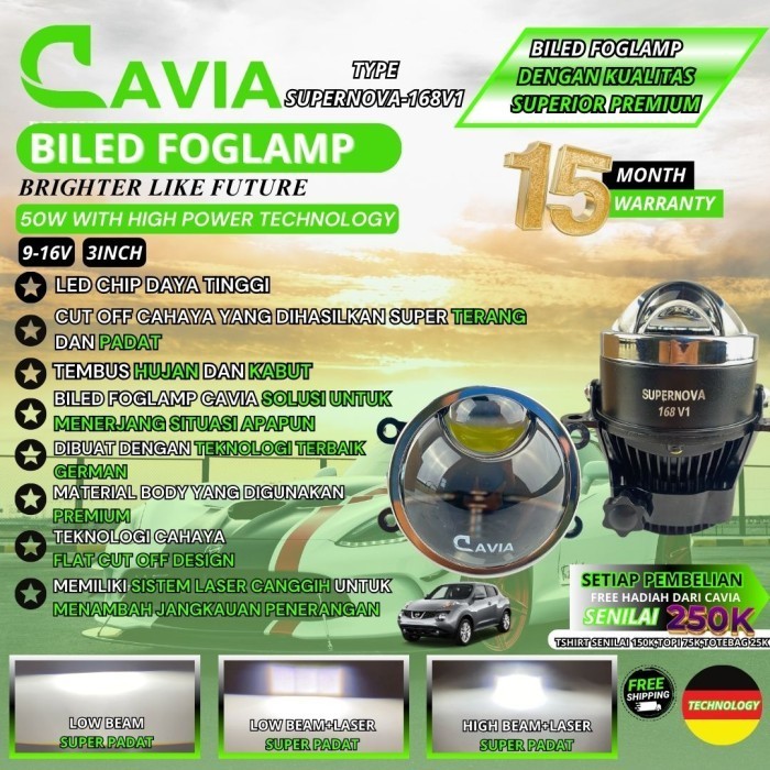 CAVIA-SUPERIOR PREMIUM LAMPU BILED LED FOGLAMP PROJECTOR NISSAN JUKE SUPER TERANG
