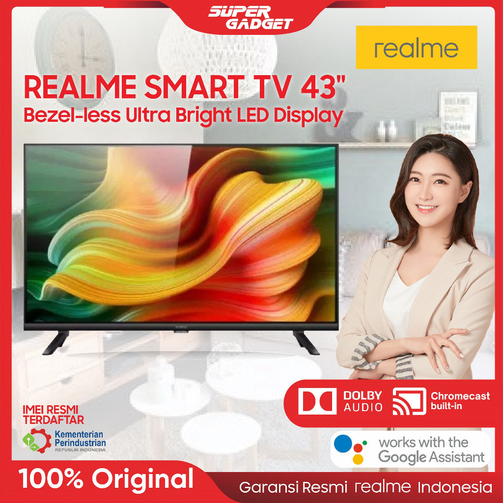 Realme Smart TV AndroidTV 43 Inch Bezel Less Ultra Bright LED SmartTV Android 43" Original