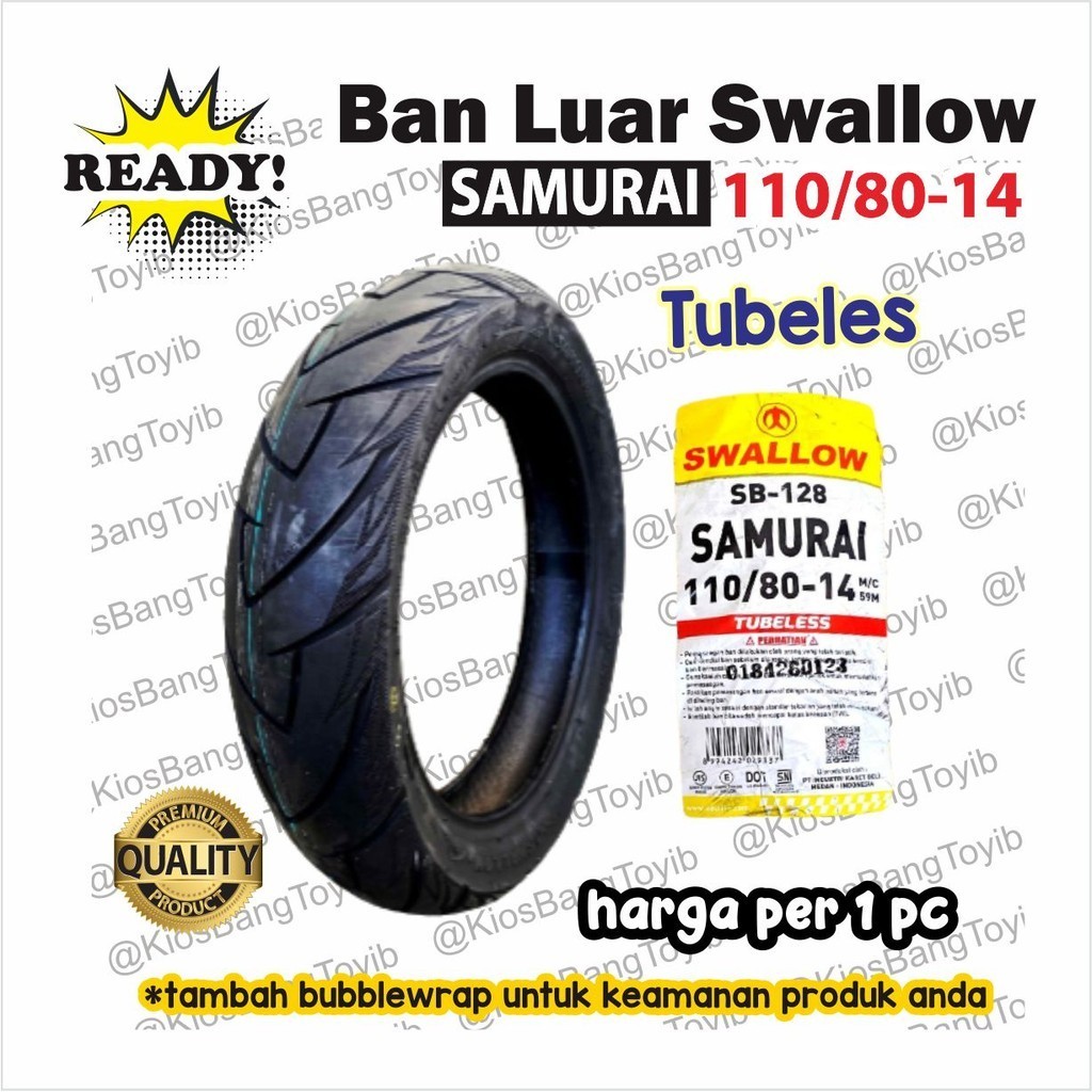 SWALLOW Samurai Ban Luar Motor Matic Tubeless 110/80-14 110/80 Ring 14