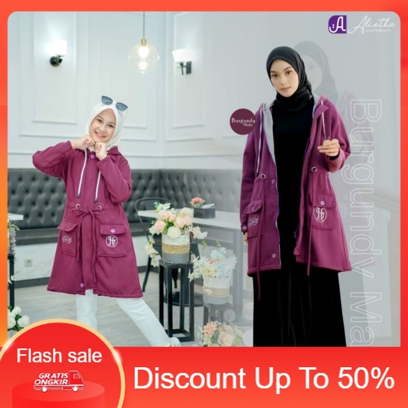 PROMO OUTER Jaket Outer Hijab Alietha | Jaket hijab panjang Muslimah | Jacket alietha tebal