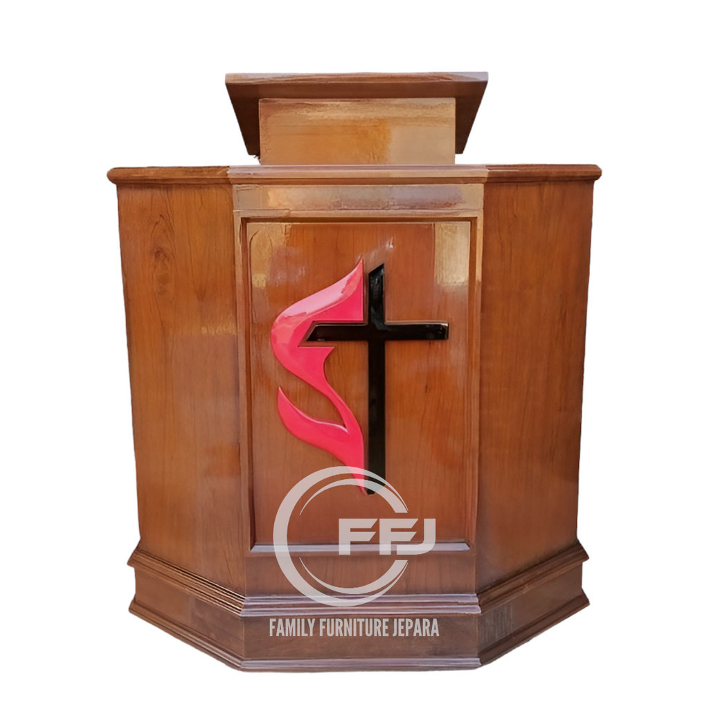 mimbar gereja kayu jati minimalis mimbar salib