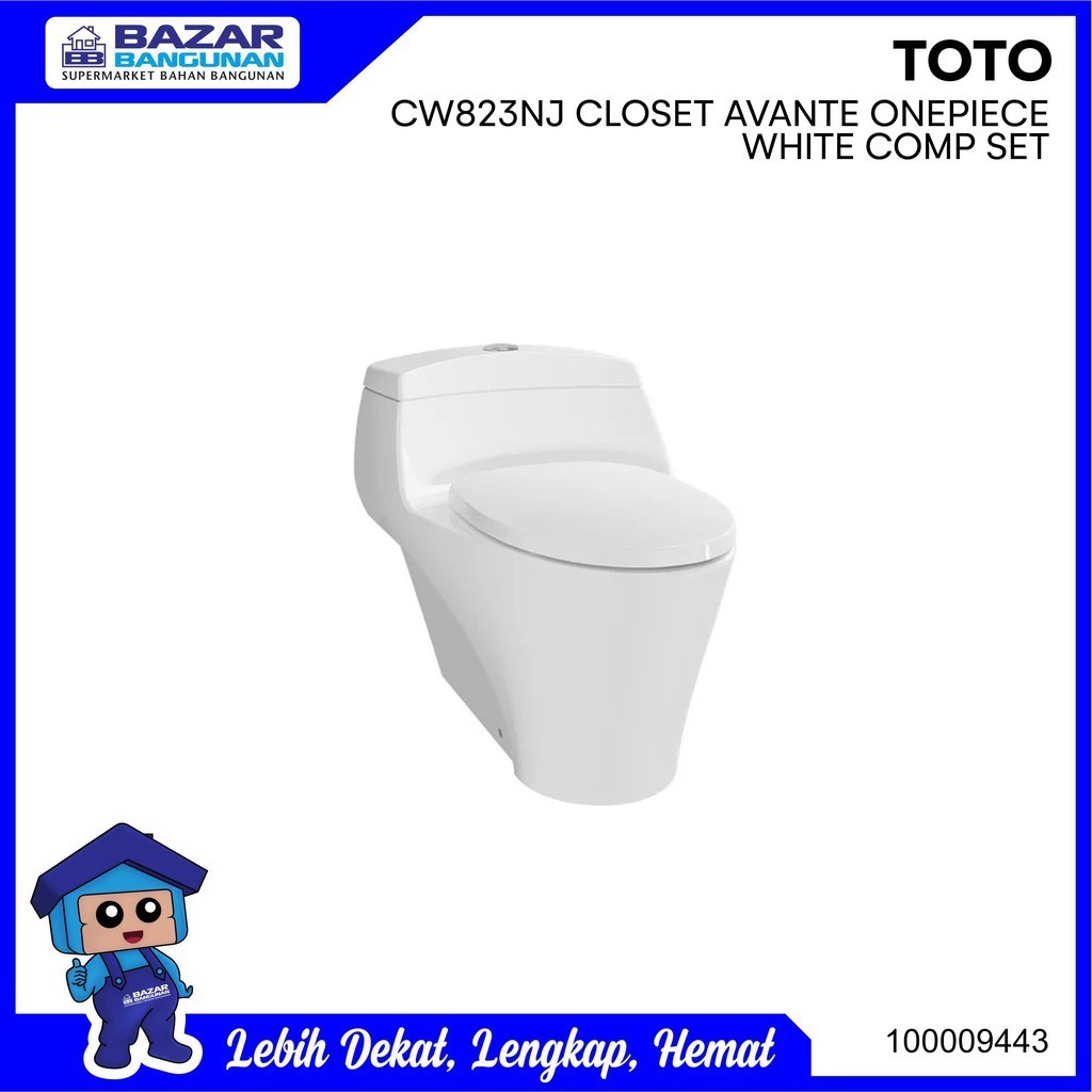 Toto - Closet / Kloset / Toilet Duduk Cw 823 Rj / Cw823Rj Avante Rimless Onepiece White Compset