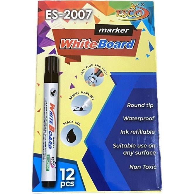 Spidol Whiteboard Marker ESCO isi 12 pcs