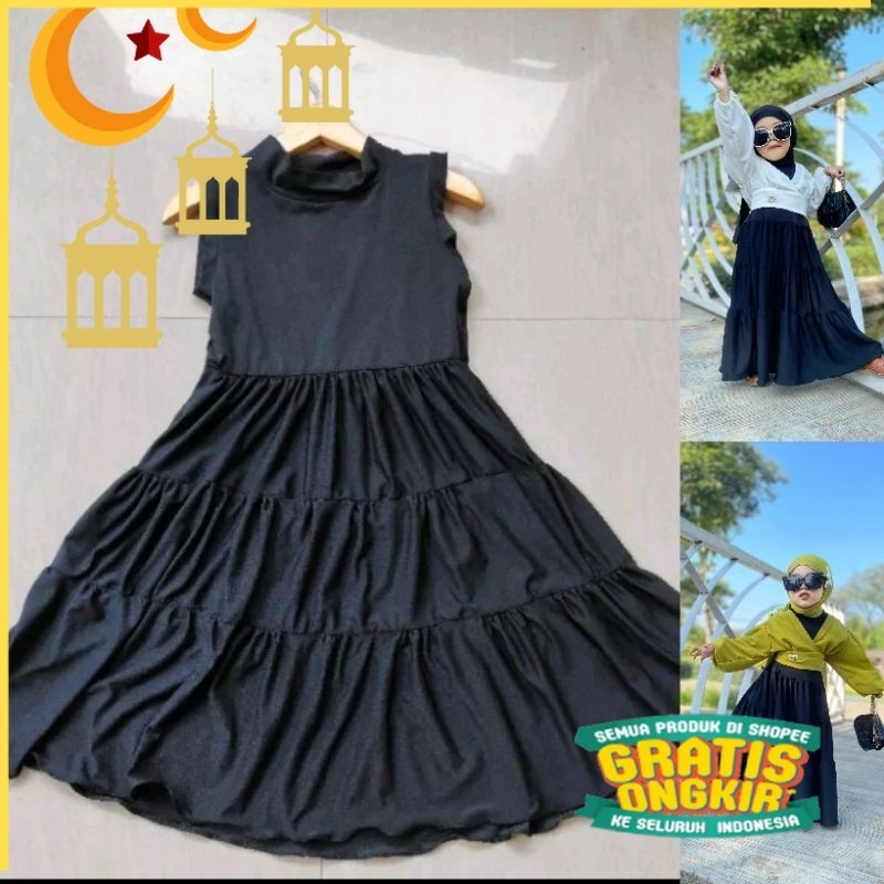 VINS Inner Manset Gamis Dress Kutung ( 3DARA ) Ibu dan Anak Usia 0-12th Jersey/nude yellow kuning mu