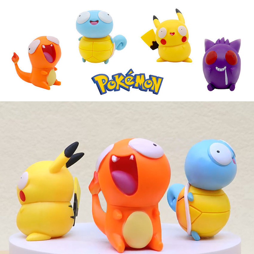Pokemon Action Figure Pikachu Quirtle Gengar Charmander Figure Muka Kocak Lucu Figure Pokemon