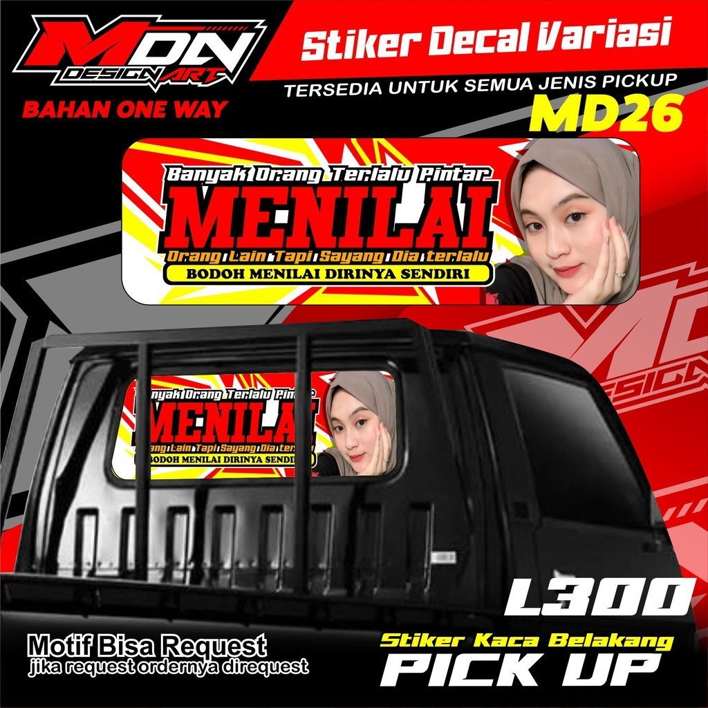 Stiker Kaca Belakang Pick Up - Sticker Pick Up L300 / T120SS / New Carry / Granmax bisa requsest