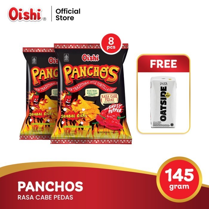 

Promo Panchos Rasa Cabe Pedas 145g (8 pcs) + FREE Oatside 200ml