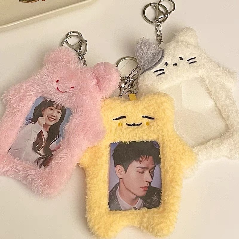 

Cute Cartoon Plush Photocard Holder Korean Id Card Holder Keychain kawaii Desk Accessories Kpop Stationery Idol Picture Storage