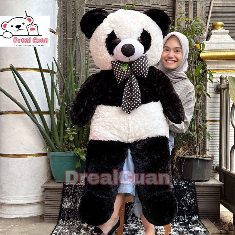 Boneka Teddy Bear Beruang Panda Besar Jumbo Hitam Putih Tinggi 1 meter