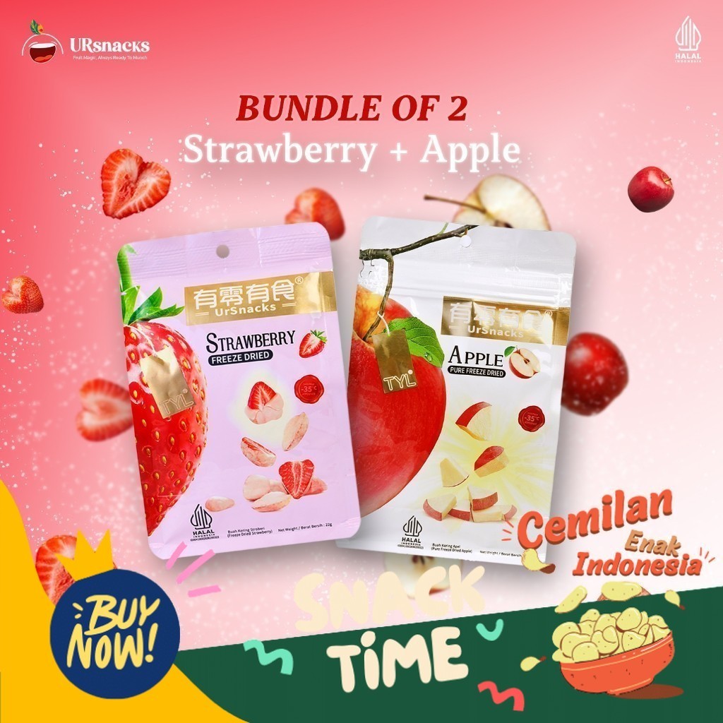 

Special Diskon URSNACKS PAKET HEMAT 2 - FREEZE DRIED KERIPIK SEHAT STRAWBERRY 22gr + APPLE 22gr BUAH VAKUM CEMILAN DIET