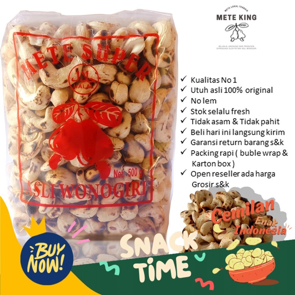 

Special Diskon Kacang mede bakar super 500gram panggang matang mete mente mette mateng original bawang gurih fresh asli wonogiri asin manis utuh rasa rasa mentte mentah pedas makanan sehat diet camilan snack ringan goreng jumbo belah pecahan fresh