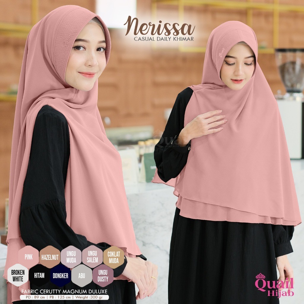 Nerissa Daily Hijab original Quail Hijab Wanita Khimar Ceruty Magnum Ceruty Quail Khimar Quail Neris