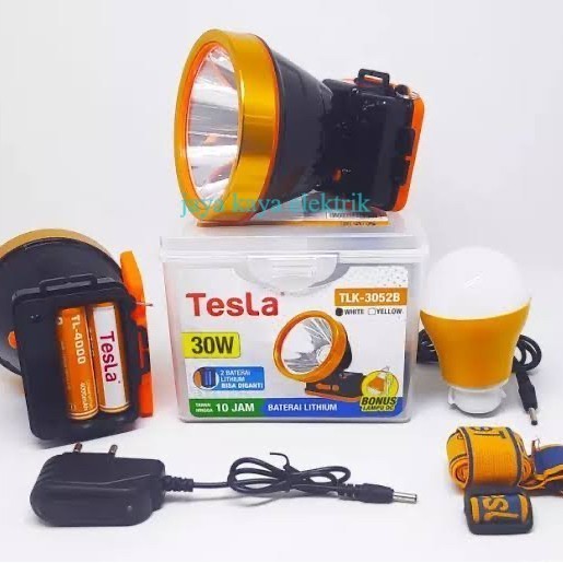 Senter Kepala Tesla 30 Watt TLK - 3052B + Free Lampu DC - Putih