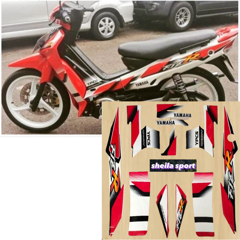 stiker list striping   f1zr f1z r fizr fiz r putih merah tahun 2001 kualitas bagus