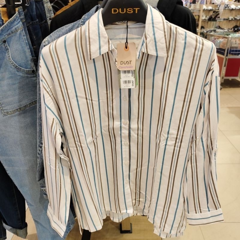 Kemeja dust bahan sangat dingin dengan motif garis garis