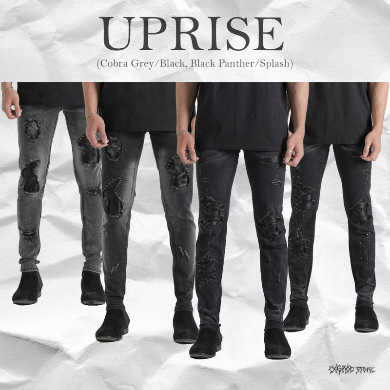 COD PROMO CUCI GUDANG UPRISE- Black Panther (Black) - Splash - Cobra Black / GREY - Size 28, 30, 31,