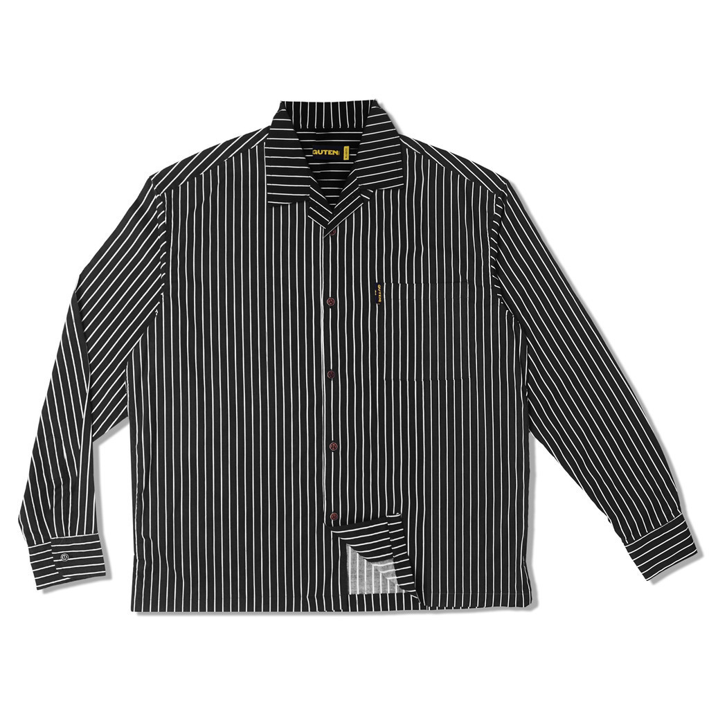 Guten Inc - Serenity Striped Longsleeve Black White Kemeja Panjang Pria