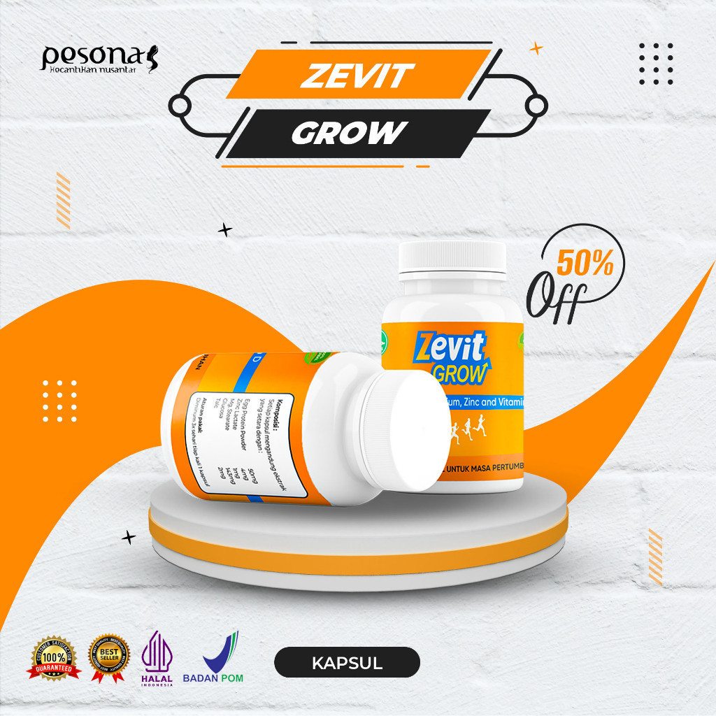(VIRAL) ZEVIT GROW -  PENINGGI BADAN / SUPLEMEN PENINGGI BADAN / PENINGGI ANAK ANAK DAN DEWASA