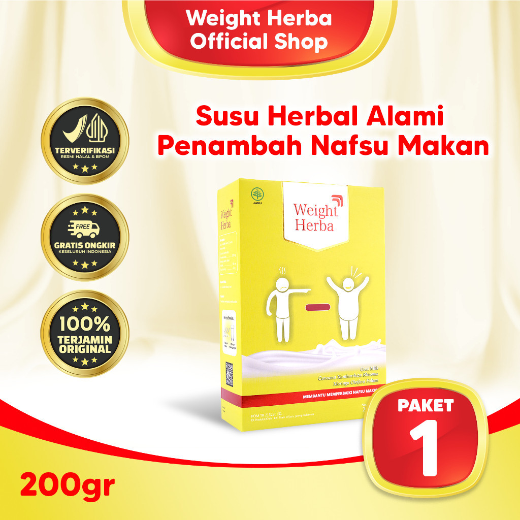 

Weight Herba 1 Box - Susu Herbal Penambah Nafsu Makan & Penggemuk Berat Badan | 200gr Asli