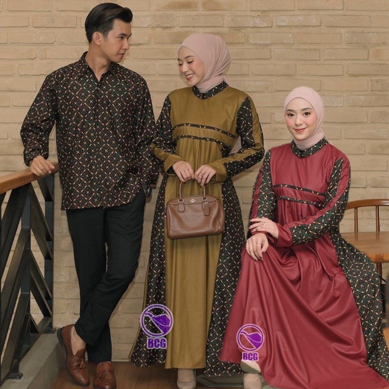 COD Baju Gamis Couple Sarimbit Keluarga Pasangan Muslim Couple Batik 3 Asli Pekalongan