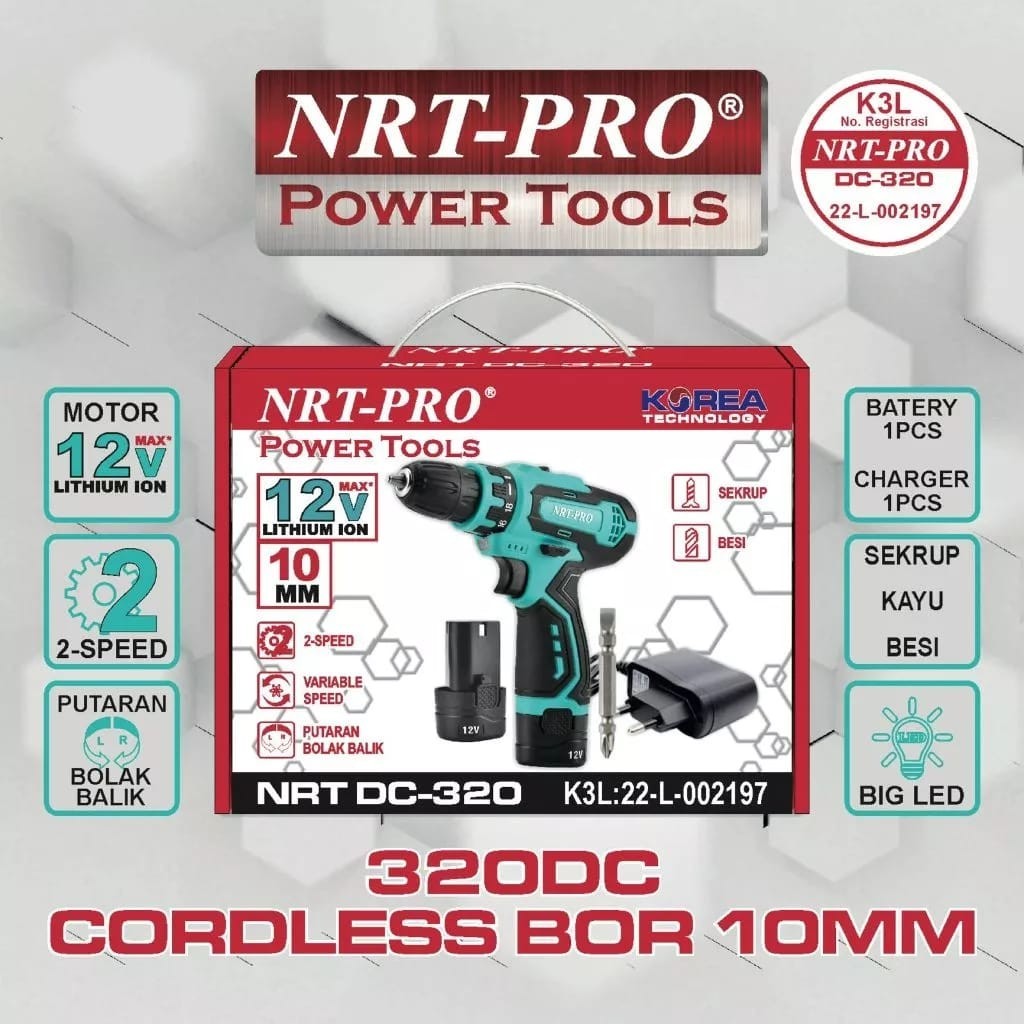 BOR BATTERY / BOR CORDLESS 10MM DC 320 HD NRT-PRO