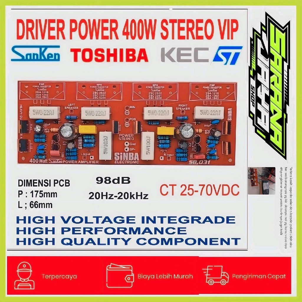 Driver Power 400Watt Stereo Sanken Toshiba Spec Balap