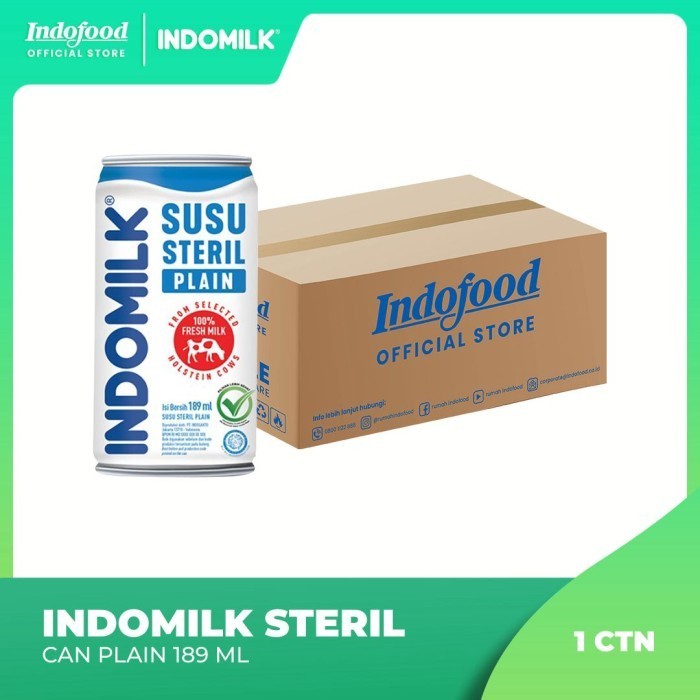 

New | 1 ctn - Indomilk Steril Can Plain 189 ml