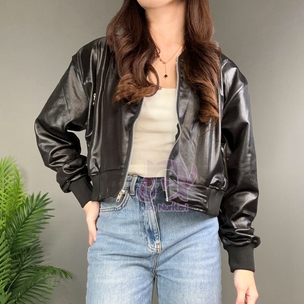 JAKET KULIT WANITA  KEKINIAN OUTFIT OOTD FASHION CARISSA METAL MURAH KEREN PREMIUM