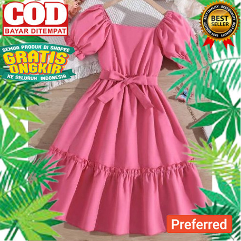 dres anak tangan pendek usia 3-12tahun/dres anak tanggung/gaun pesta anak perempuan/gaun anak/iner a