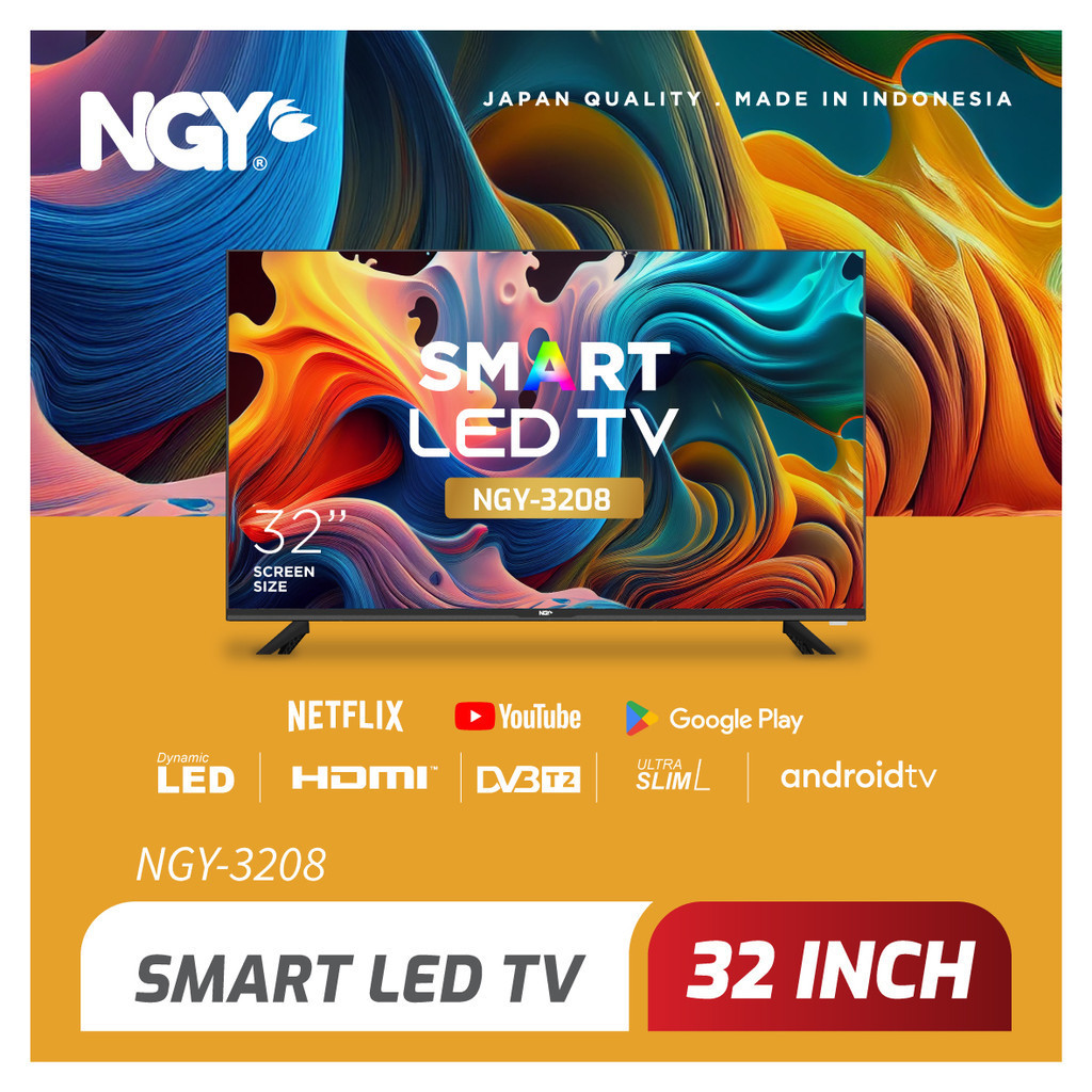 NGY Android LED TV Digital HD 32 inch / Televisi HDMI USB | NGY-3208S NAGOYA