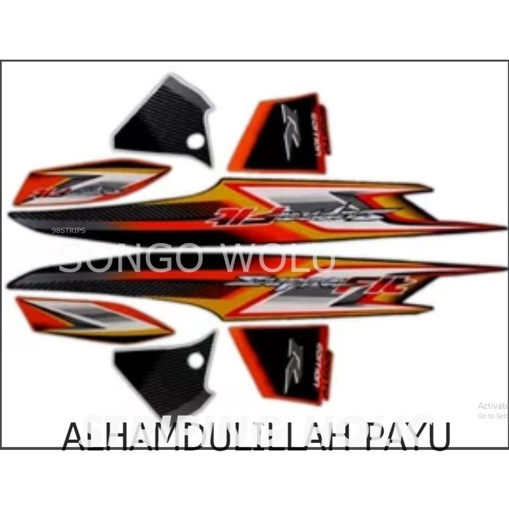 STRIPING SUPRA FIT NEW CW TAHUN 2006 2007 HITAM OREN ORANGE STIKER LIS ORI HONDA POLET BODY