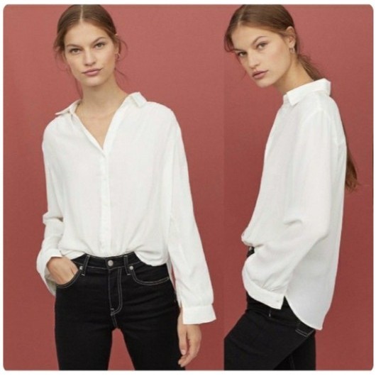 BLOUSE KEMEJA HNM BROKEN WHITE HM WANITA DEWASA H&M