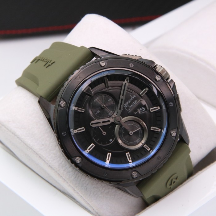 ALEXANDRE CHRISTIE AC6653 / ac 6653 BLACK GREEN ARMY RUBBER ORIGINAL
