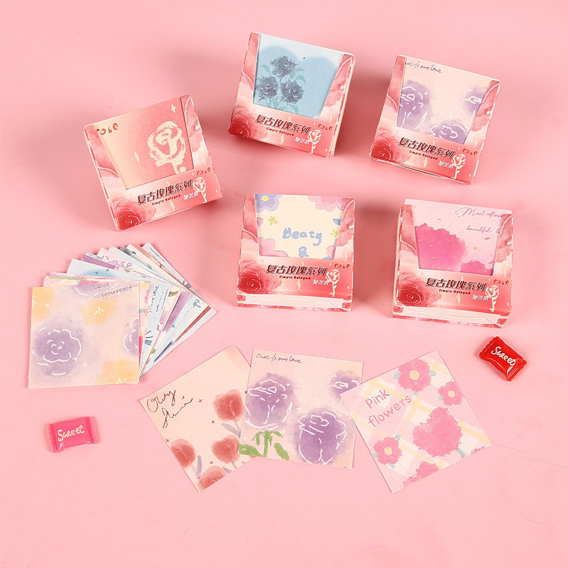 

Kotak Mawar Retro Bantalan Memo Siswa Kreatif DIY Buku Panduan Bahan Kertas Catatan