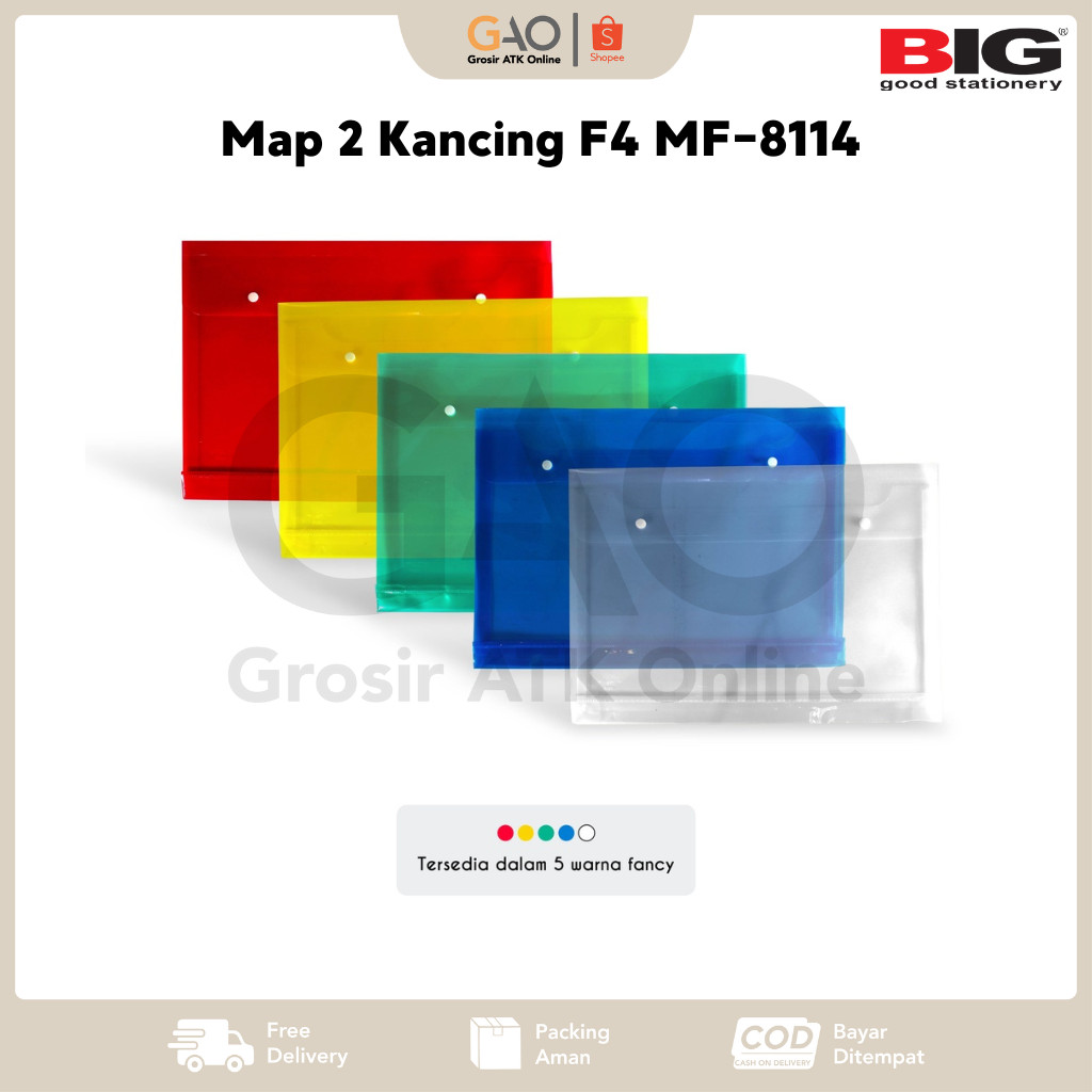 

Map 2 Kancing F4 BIG MF-8114 Plastik Map Dokumen Kancing 2 Transparan Punggung MF-8114