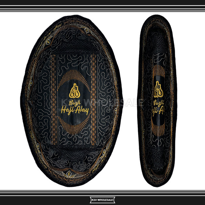 Songkok Hitam  HAJI ALAY DELUXE Tinggi 8, 9, 10 Peci Kopiah - T 8 AC, No 3