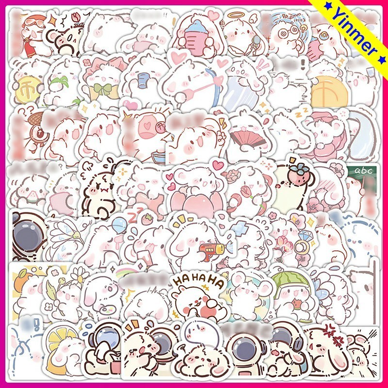 

COD✨Stiker Lucu Kartun Kelinci Merah Muda Stiker Buku Besar Stiker Telepon Dekorasi Laptop Telepon-Yinmer