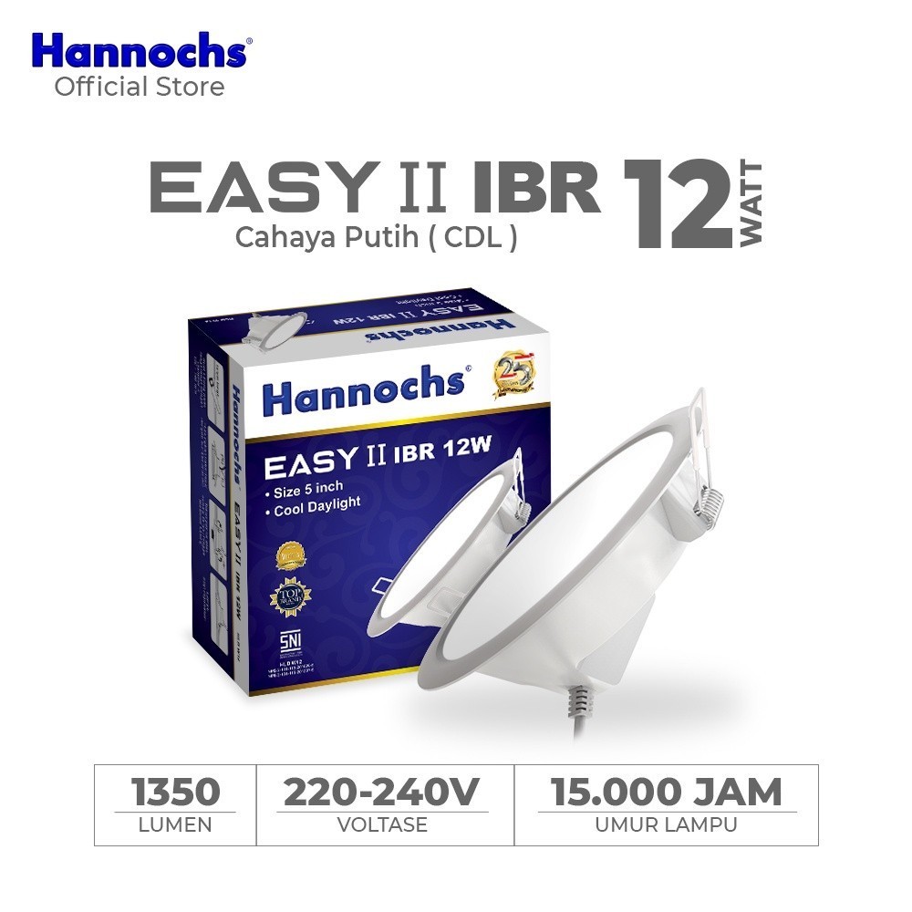 Hannochs Lampu Downlight LED EASY II 12W IBR Cahaya Putih Cahaya Kuning INBOW - Lampu downlight hann