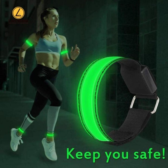 Sport Armband Wristband Safety Belt LED Light Green Gelang LED Gelang Running Gelang Trail Run