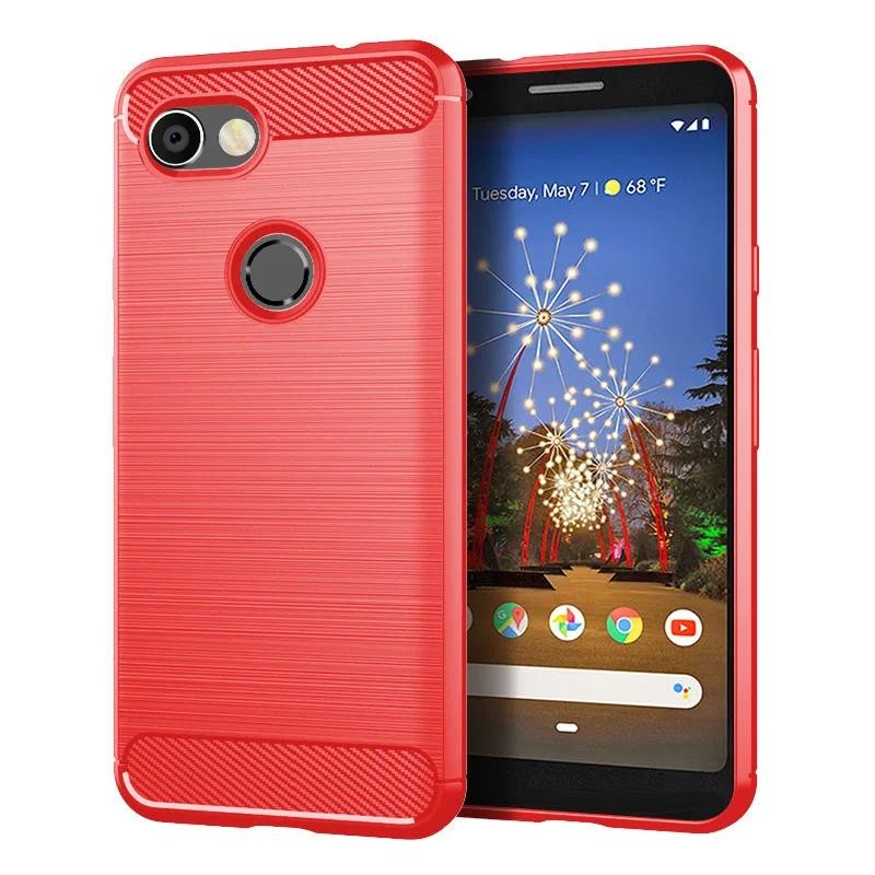 Casing HP Google Pixel 3A Phone google pixel 3a Casing TPU Tekstur Serat Karbon Silikon Lembut Penut