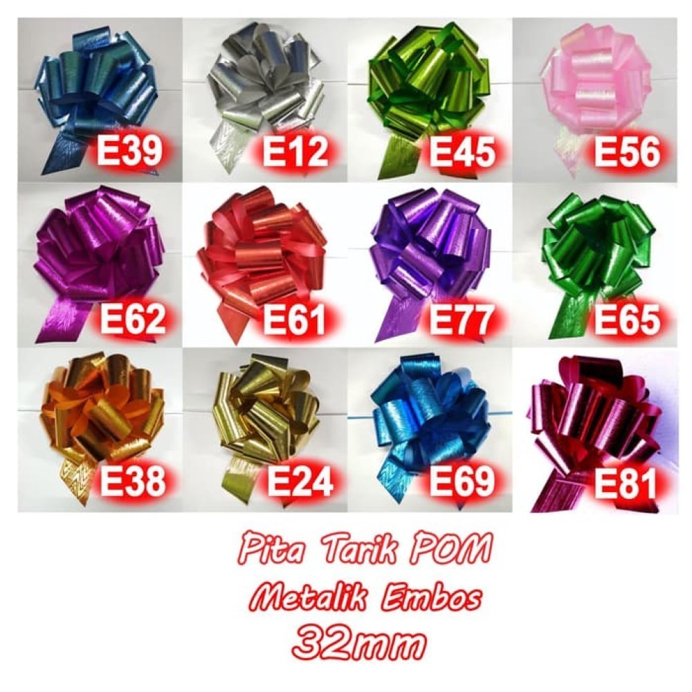 

Pita Tarik Hiasan Pom Metalik Embos 32mm - RIBBON