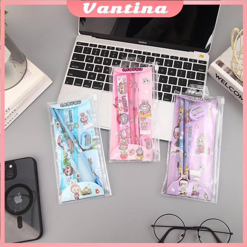 

5in1 Pensil Set Alat Tulis Anak Lucu / Study Set Penghapus /Tempat Pensil Buku Tulis Sekolah / Set Dompet Karakter Labubu