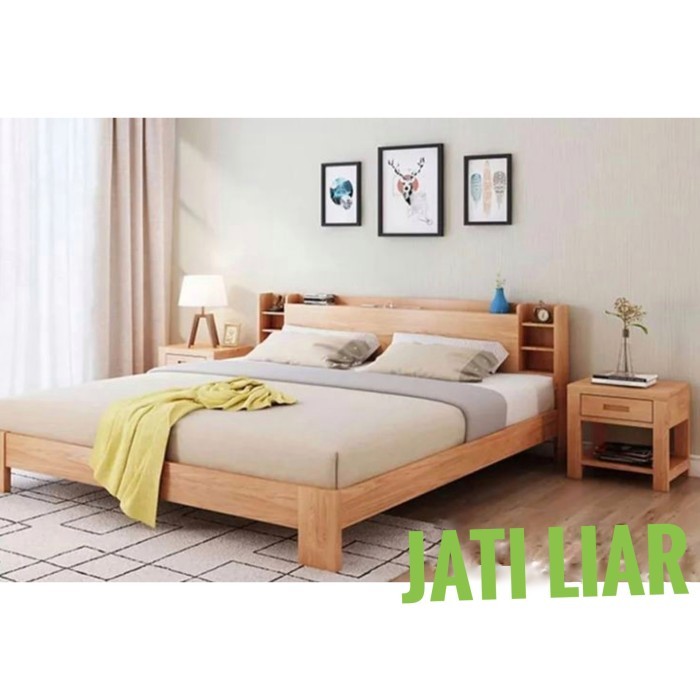 

GFJ dipan kayu solid mahoni / ranjang kayu / tempat tidur modern - 100x200
