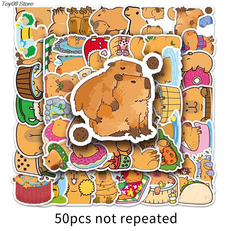 

50Pcs Plump Capybara Cartoon Cute Brown Animals Stickers Scrapbook Laptop Phone Luggage Diary Car Motorcycle Sticker Kid Toy