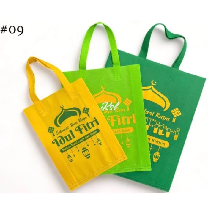 

Tas Spunbond / Tas Kain Belanja / Goodie Bag HLS ( tali lipat samping press bawah ) IDUL FITRI 09