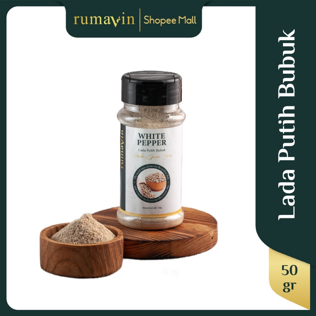 

Rumavin - Premium Rempah White Pepper Powder / Lada Putih Bubuk Botol 50gr