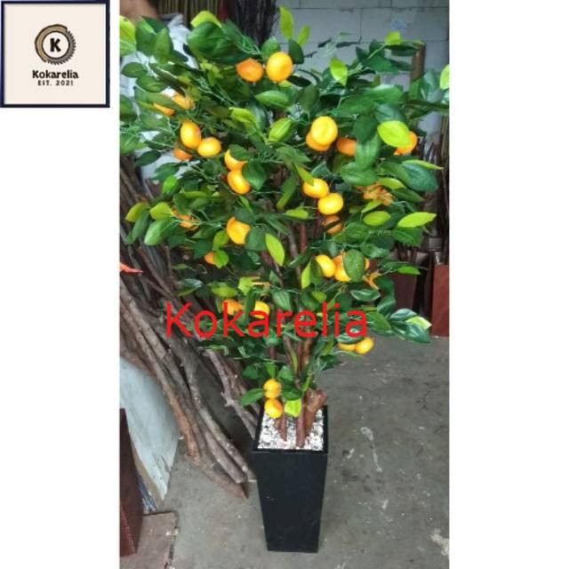 Pohon jeruk bunga plastik artificial