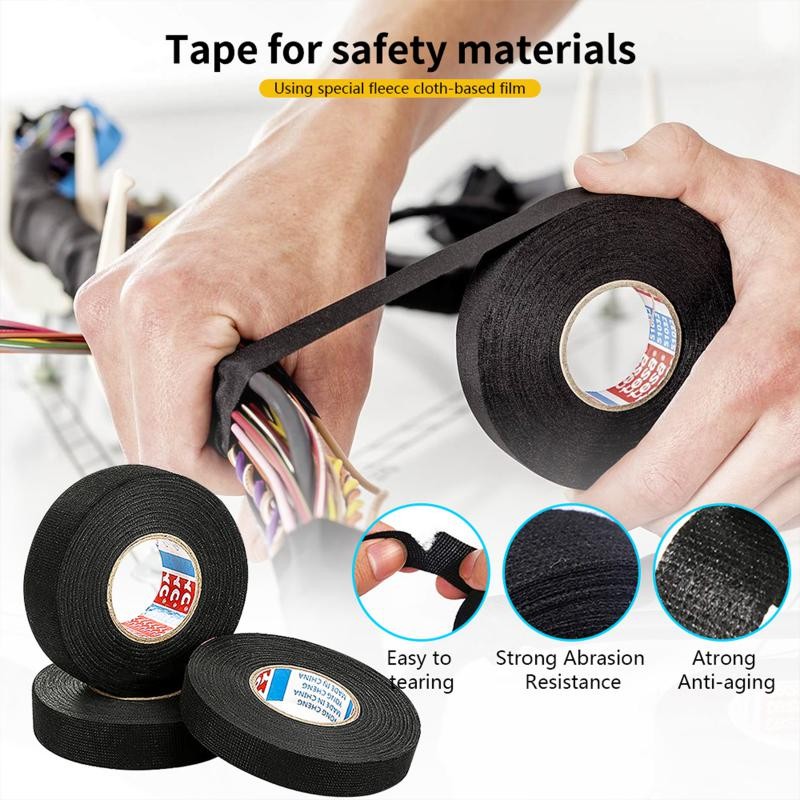 

Wire Harness Automotive Cloth Tape Heat Resistant Waterproof Insulating Tape For Electrical Cables Black Adhesive Fabric Tape