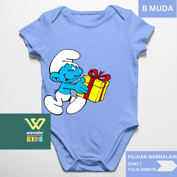 Jumper Bayi KOMIK SMURF 6 Baju Bayi 0-12 bln Baby Rompers