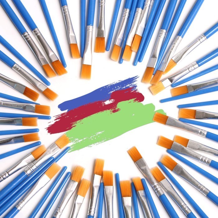 

200 Pcs Kuas Lukis Flat Nilon Kuas Face Painting Paint Brush Set